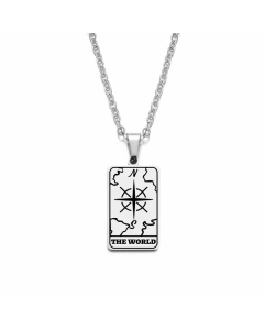 Casual Tarot Tag Pendant Stainless Steel Necklace Colorza