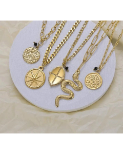 Daily Round Snake Pendant Stainless Steel Plating Necklace Colorza