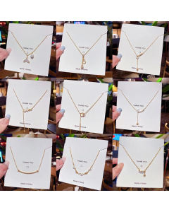 Fashion Four Leaf Clover Heart Shape Bow Knot Titanium Steel Inlay Artificial Pearls Rhinestones Pendant Necklace Colorza