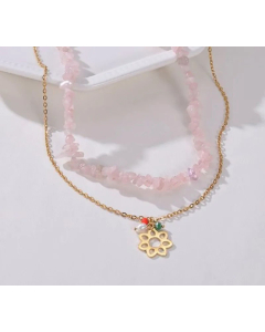 Vacation Double Layer Round Stainless Steel Patchwork Layered Necklaces Colorza