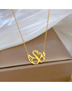 Cute Hollow Out Swan Pendent Titanium Steel Plating Necklace Colorza