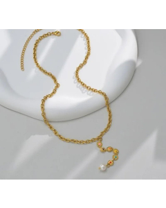 Fashion Heart Shape Beaded Pearl Stainless Steel Plating Necklace Colorza