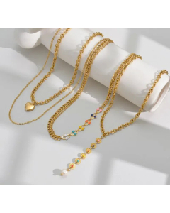 Fashion Heart Shape Beaded Pearl Stainless Steel Plating Necklace Colorza