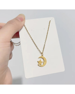 Texture Star Moon Sun Pendent Titanium Steel Plating Necklace Colorza