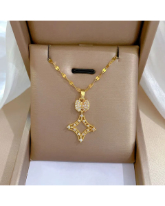 Fashion Square Plating Inlay Zircon Pendant Stainless Steel Necklace Colorza 