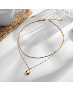 Fashion Layered Oval Pendent Titanium Steel Necklaces Colorza