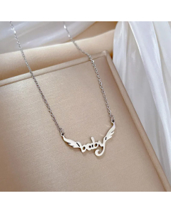 Novelty Letter Wings Pendent Titanium Steel Plating Necklace Colorza