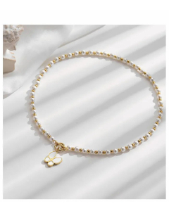 French Style Butterfly Pearl Pendant Titanium Steel Necklace Colorza