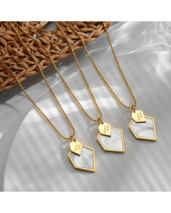 Fashion Inlay Shell Irregular Pendant Titanium Steel Necklace Colorza