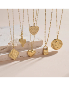 Fashion Plating Heart Shape Stainless Steel Pendant Necklace Colorza.
