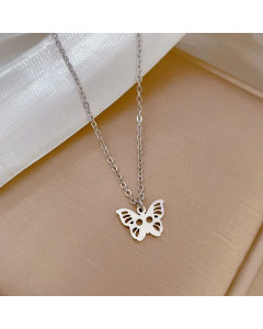 Fashion Hollow Out Butterfly Titanium Steel Plating Pendant Necklace Colorza