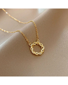 Vacation Plating Zircon Wreath Titanium Steel Pendant Necklace Colorza
