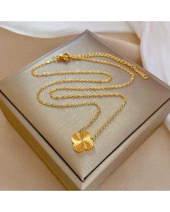 Minimalism Four Leaf Clover Titanium Steel Plating Necklace Colorza