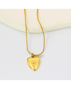 Fashion Heart Shape Plating Inlay Artificial Diamond Pendant Titanium Steel Necklace Colorza