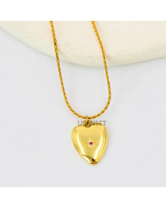 Fashion Heart Shape Plating Inlay Artificial Diamond Pendant Titanium Steel Necklace Colorza