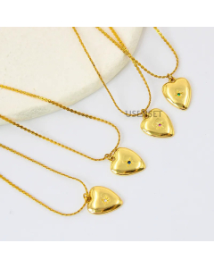 Fashion Heart Shape Plating Inlay Artificial Diamond Pendant Titanium Steel Necklace Colorza