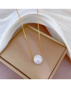 Fashion Round Pearl Stainless Steel Plating Necklace Colorza
