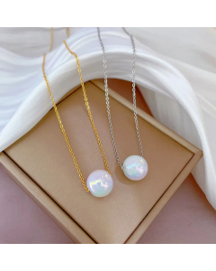 Fashion Round Pearl Stainless Steel Plating Necklace Colorza