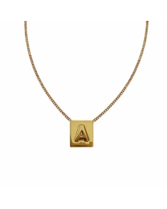 Casual Letter Square Pendent Titanium Steel Necklace Colorza