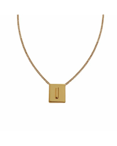 Casual Letter Square Pendent Titanium Steel Necklace Colorza