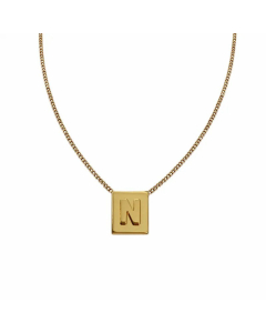 Casual Letter Square Pendent Titanium Steel Necklace Colorza