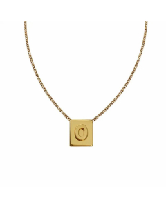 Casual Letter Square Pendent Titanium Steel Necklace Colorza