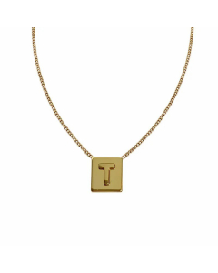 Casual Letter Square Pendent Titanium Steel Necklace Colorza