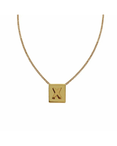 Casual Letter Square Pendent Titanium Steel Necklace Colorza