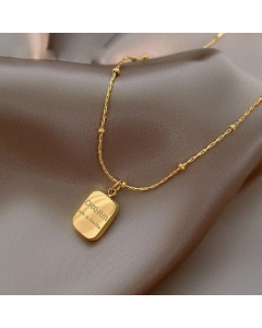 Daily Letter Square Pendant Titanium Steel Plating Necklace