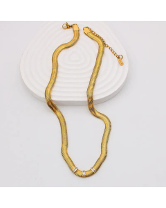 Retro Plating Snake Chain Inlay Zircon Square Stainless Steel Necklace Colorza