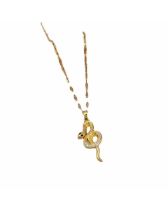 Fashion Snake Plating Inlay Rhinestones Pendant Stainless Steel Necklace Colorza