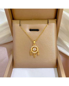 Fashion Dreamcatcher Plating Inlay Zircon Pendant Titanium Steel Necklace Colorza