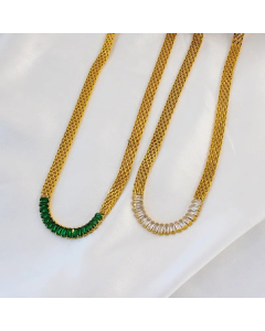 Sweet Gold Plated Zircon Stainless Steel Bracelets Necklace Colorza