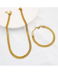 Gold Plated Plain Daily Solid Color Stainless Steel  Necklace Colorza