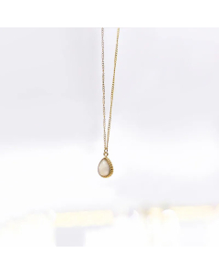 Retro Oval Inlay Natural Stone Titanium Steel Pendant Necklace Colorza