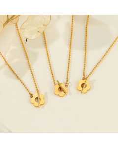 OT Buckle Flower Pendent Stainless Steel Plating Necklace 