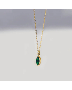 Fashion Inlay Turquoise Opal Water Droplets Titanium Steel Pendant Necklace Colorza
