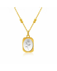 Fashion Square Flower Plating Pendant Titanium Steel Necklace Colorza