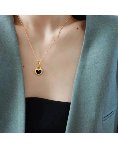 Simple Style Heart Shape Stainless Steel Titanium Steel Plating Inlay Shell Pendant Necklace Colorza