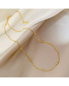 Plain Solid Color Bead Chain Titanium Steel Plating Necklace Colorza 