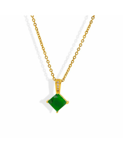 Fashion Inlay Zircon Square Stainless Steel Plating Pendant Necklace Colorza 