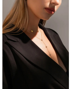Fashion Layered Heart Shape Titanium Steel Tassel Necklaces Colorza