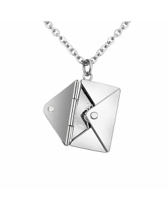 Fashion Letter Envelope Pendant Titanium Steel Plating Necklace Colorza -Steel Color-01