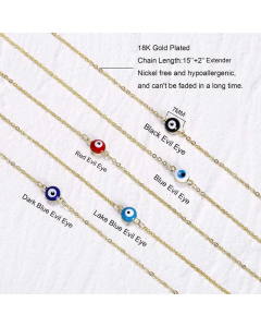 Fashion Gold Plated Devil's Eye Pendant Titanium Steel Necklace Colorza
