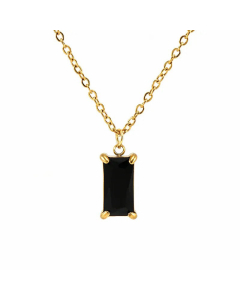 Classic Inlay Zircon Square Pendant Titanium Steel Plating Necklace Colorza 