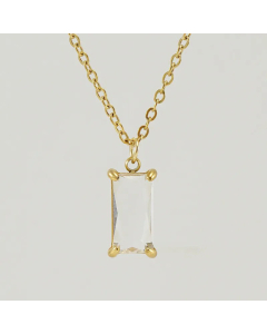 Classic Inlay Zircon Square Pendant Titanium Steel Plating Necklace Colorza 