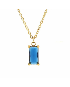 Classic Inlay Zircon Square Pendant Titanium Steel Plating Necklace Colorza 