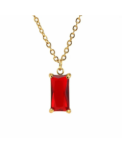 Classic Inlay Zircon Square Pendant Titanium Steel Plating Necklace Colorza 