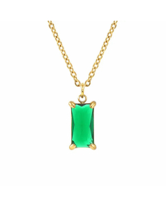 Classic Inlay Zircon Square Pendant Titanium Steel Plating Necklace Colorza 