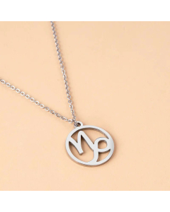 Daily Hollow Out Round Constellation Symbol Stainless Steel Pendant Necklace Colorza